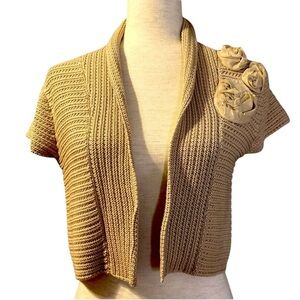 CAbi Cap Sleeve Sweater Bolero Flower #294‎ Size Small